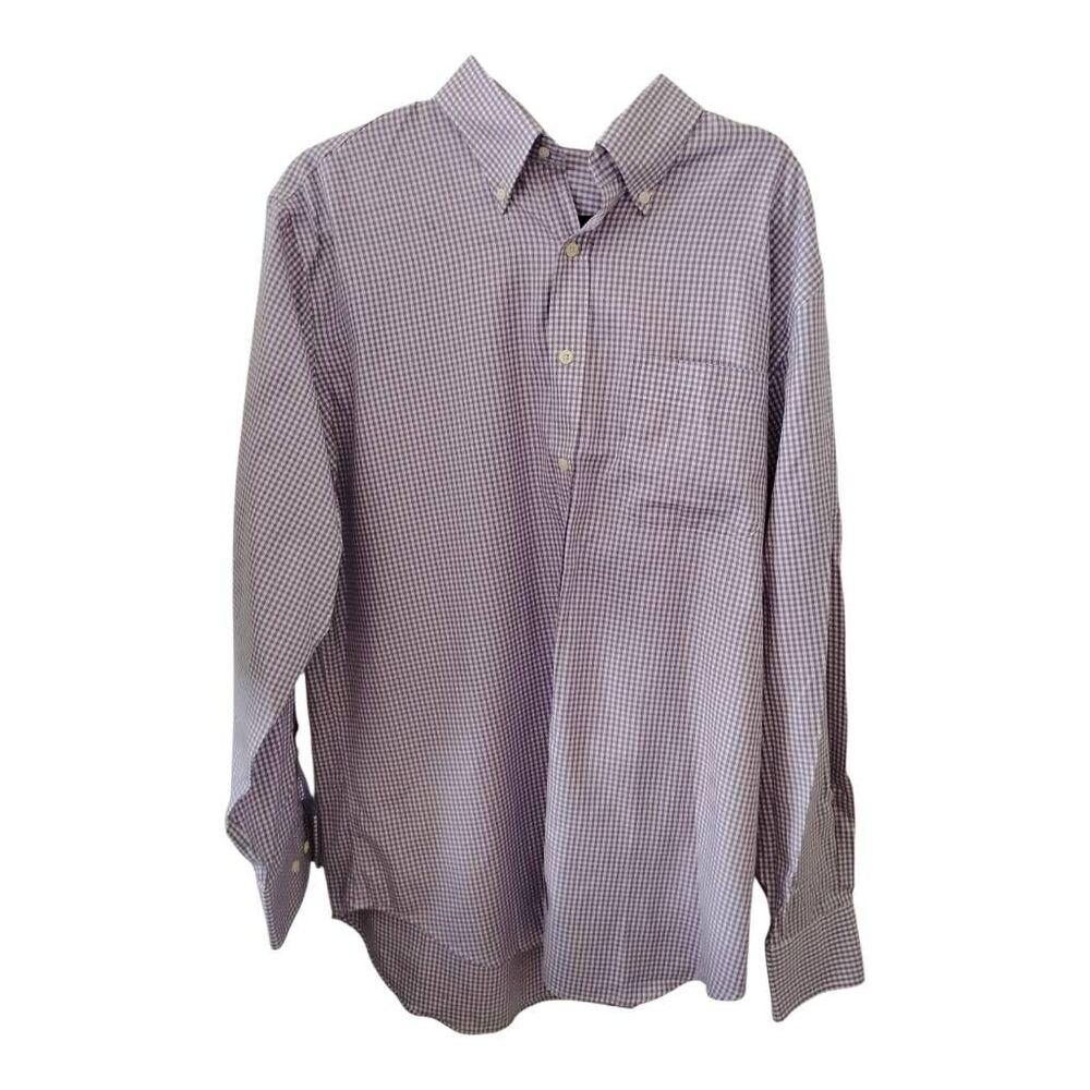 Men's Peter Millar Purple Check Button Front Shirt Size Large
